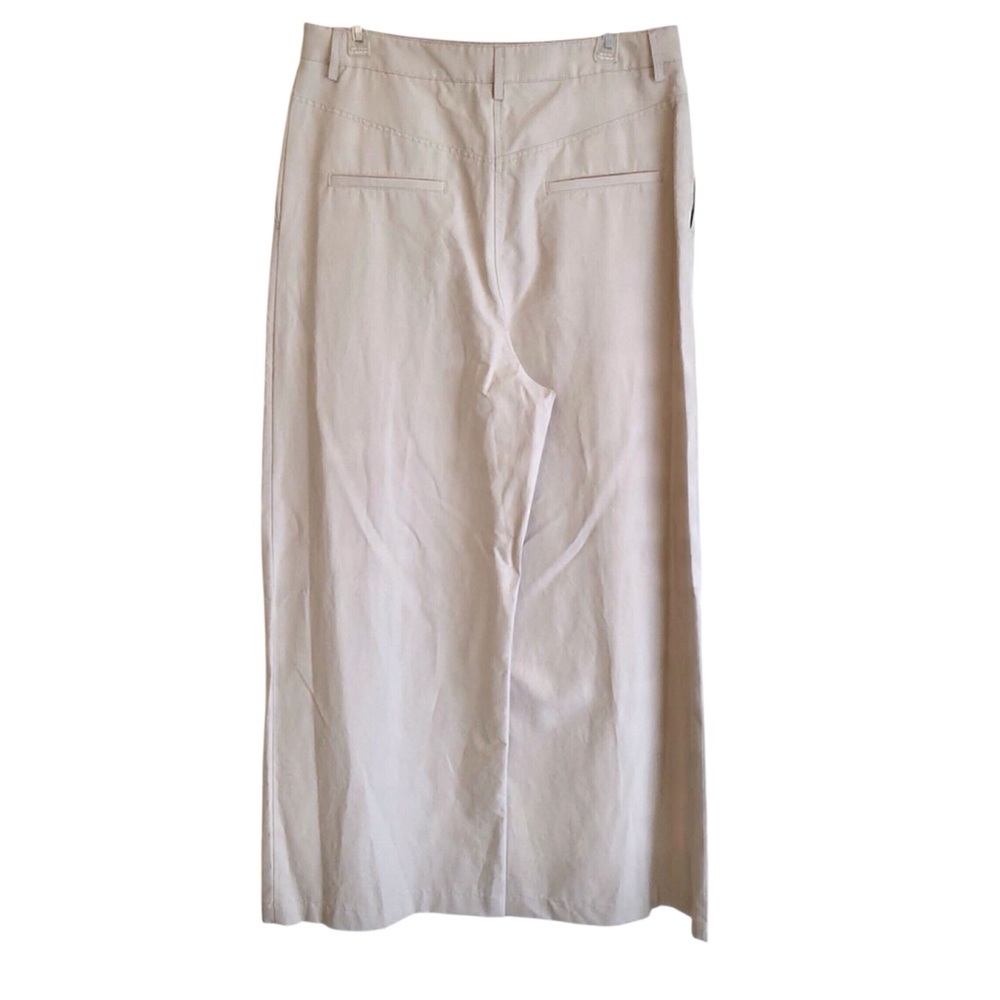 TWP Wide Leg Pants Light Khaki Pleat Front Green Street Size 10 - Picture 4 of 10
